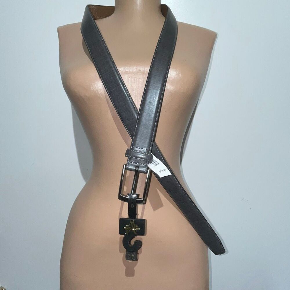 Men'sโWarehouse Dark Brown Leather Adjustable Silverโ Buckle Waist Belt Size 42